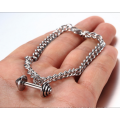 Pulsera de gimnasia del gimnasio con mancuernas del Barbell de la joyería del acero inoxidable de la nueva cadena de encargo